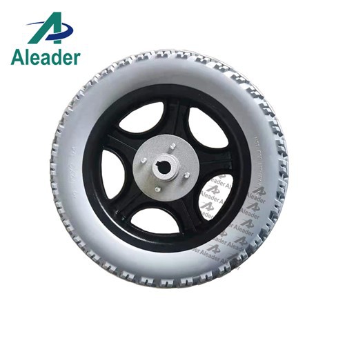 عجلات خلفية باللون الرمادي للكراسي المتحركة مقاس 12.5 بوصة من مادة البولي يوريثين